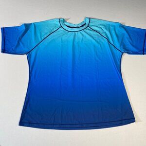 Halcurt Womens 2X Blue Ombre Rash Guard Swim Shirt UV Protection